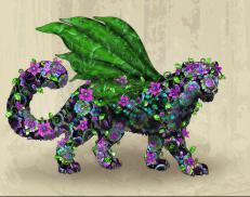 A custom Snow Leopard puma named 'Petunia Paisley &trade; ✾ ✻'