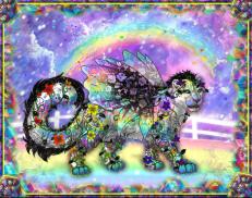A custom Snow Leopard puma named 'Pastel Prism'